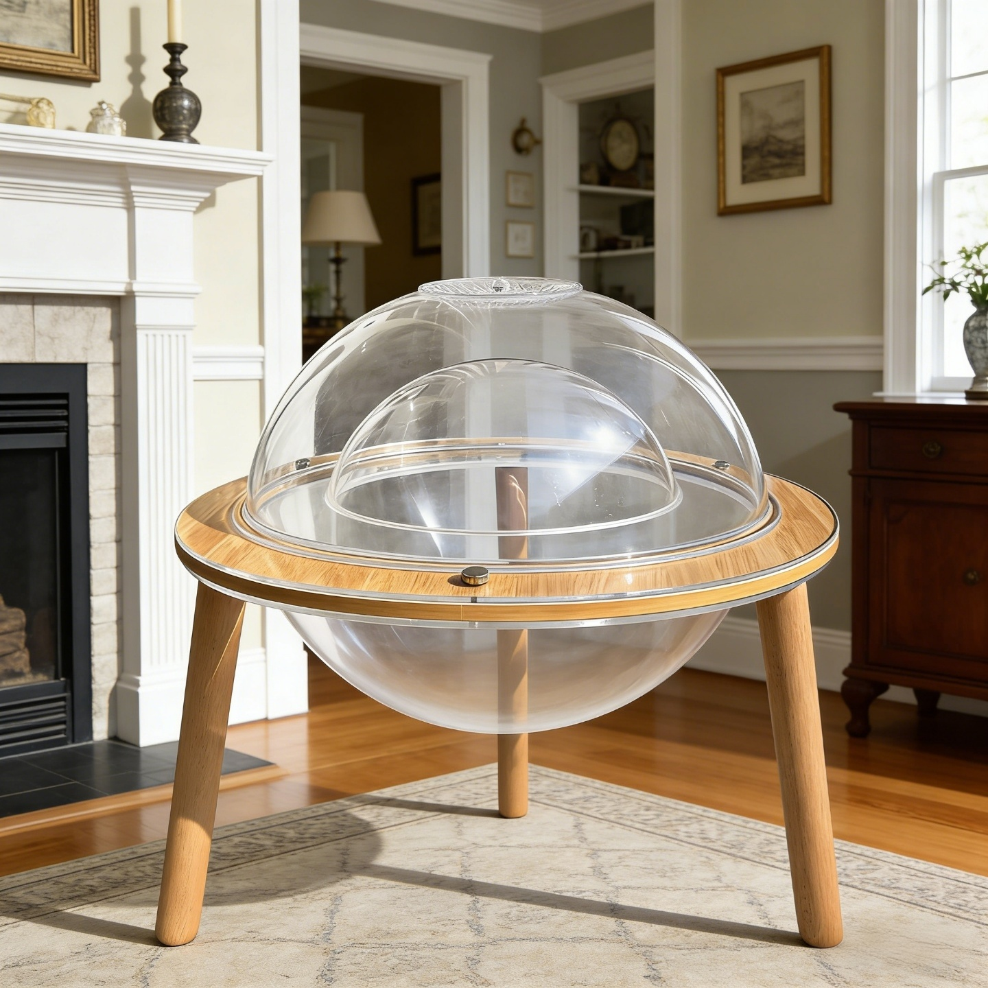 Large Cat Cave with 360° Immersive Cat TV and Wooden Legs by HouseOfZazla