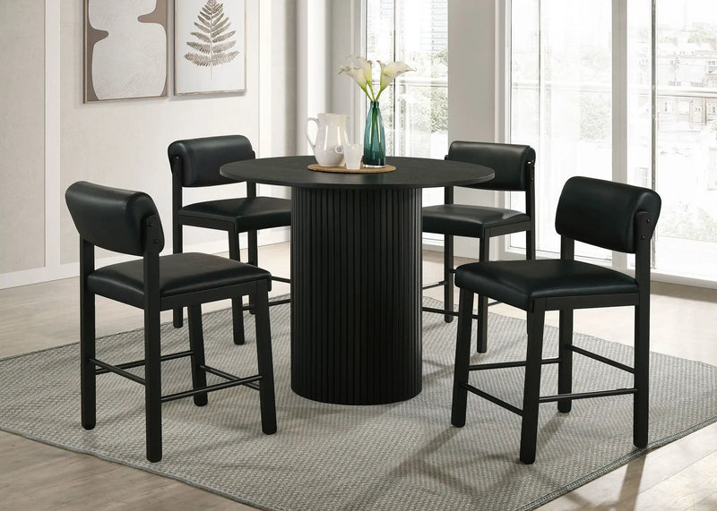 Hamlyn 5-piece Round Wood Counter Height Dining Set Black by Unique Piece Furniture