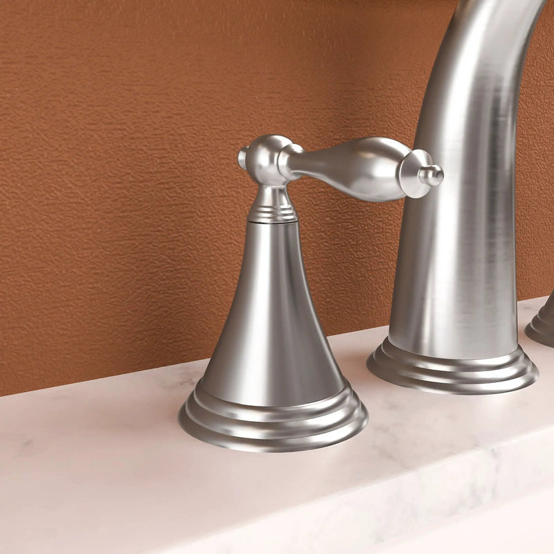 Elegant 2 Handle Widespread Bathroom Faucet With Pop Up Drain And Water Supply Lines by HouseOfZazla
