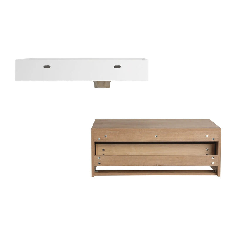 Modern Wall Mounted Bathroom Vanity With Resin Sink And Soft Close Drawer In Imitative - Imitative Oak by HouseOfZazla