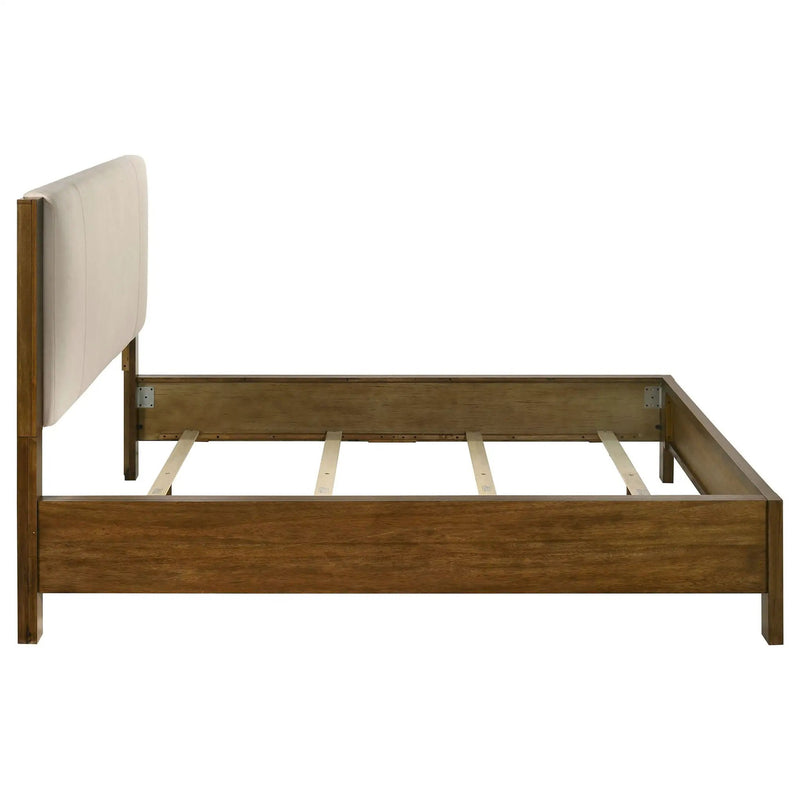 Adderley California King Wood Panel Bed Cream and Warm Brown by Unique Piece Furniture
