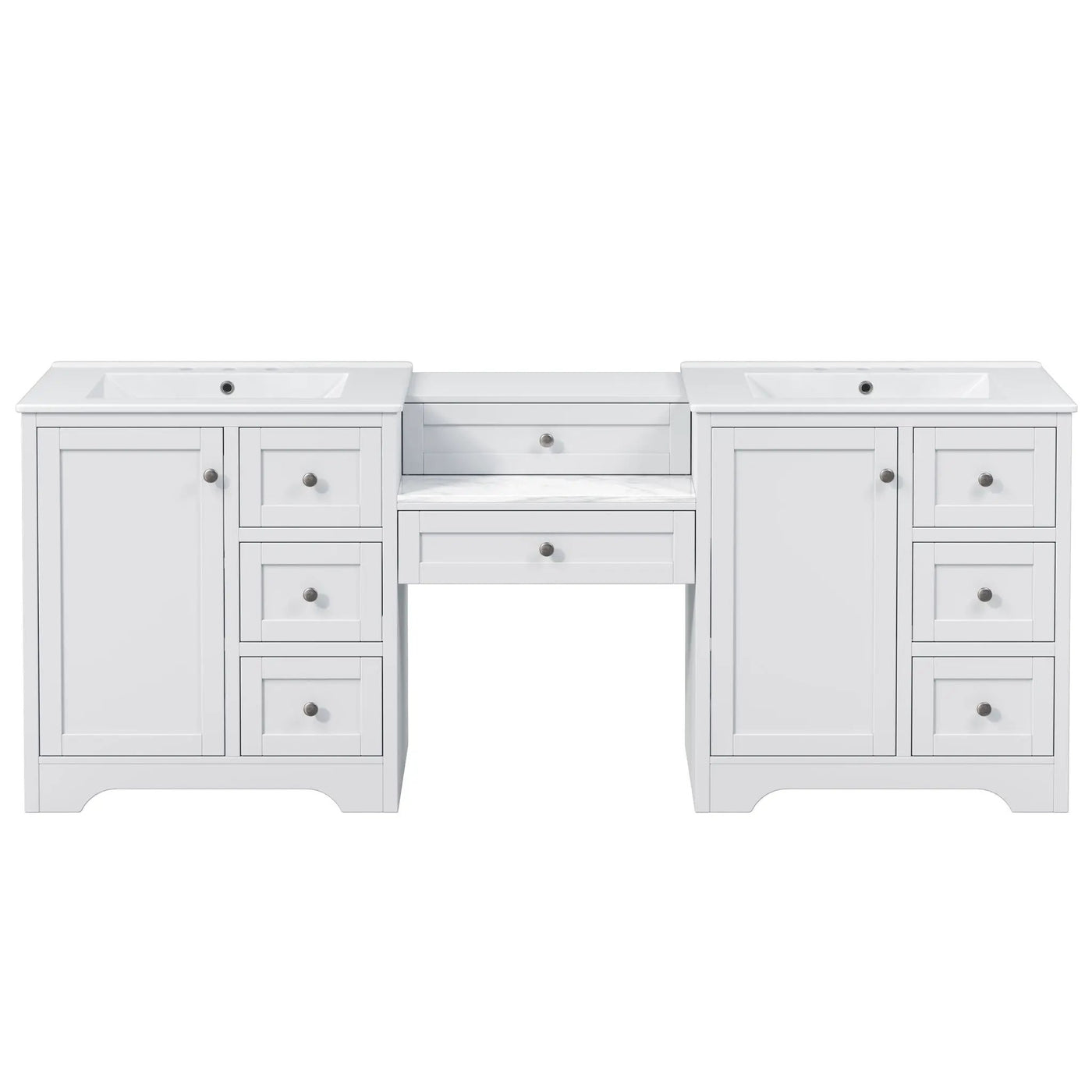 Double Sink Bathroom Vanity With Countertop, 2 Ceramic Sinks, 6 Drawers by HouseOfZazla