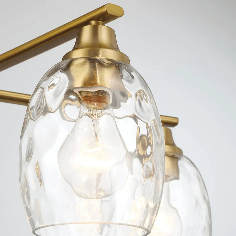 5 Lights Linear Arms With Chain Chandelier - Clear / Gold by HouseOfZazla