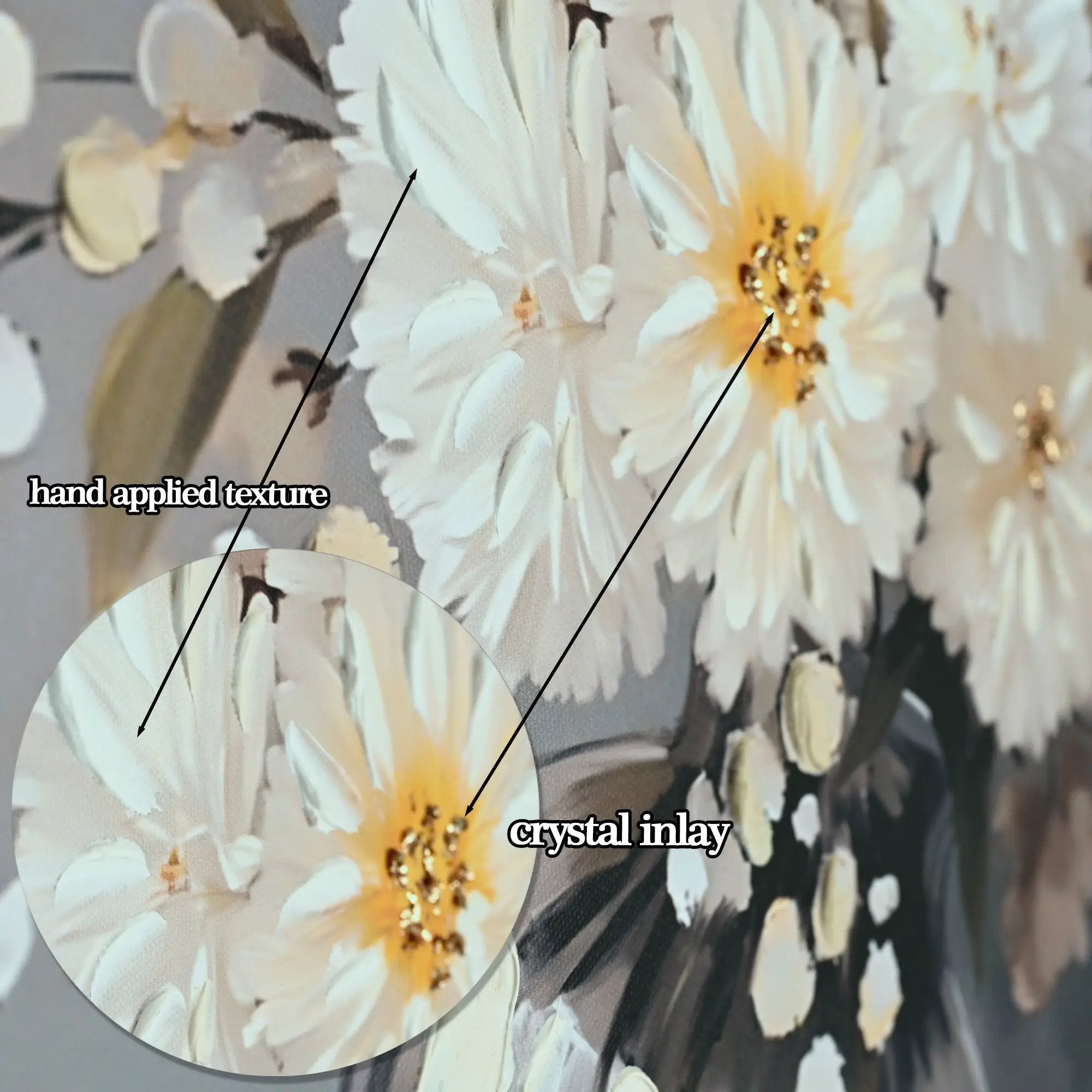 Chrysanthemum Vase Canvas Wall Art Decor Country - Stone White by Unique Piece Furniture