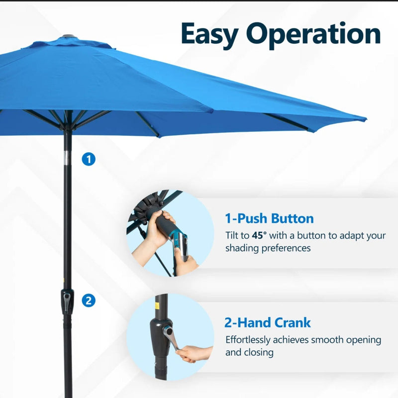 Patio Umbrella With Crank Lift And Tilt, UV-Resistant Canopy by HouseOfZazla