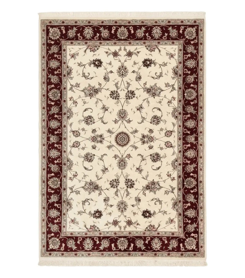 Ivory and Burgundy Pak Persian Rug 6x9 by Jewel Rugs