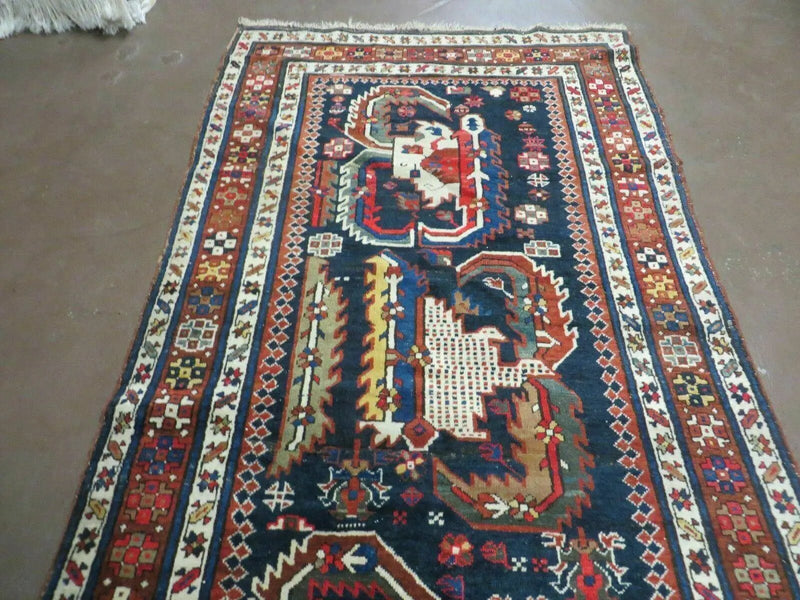 3' 7" X 14' Antique Handmade Caucasian Wool Rug Carpet Nice by Jewel Rugs