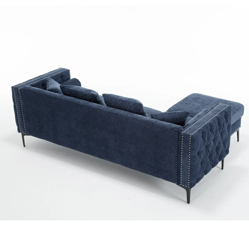 L Shaped Sectional Convertible Sofa with Storage Ottoman and Modern Tufted style by BLAKHOM
