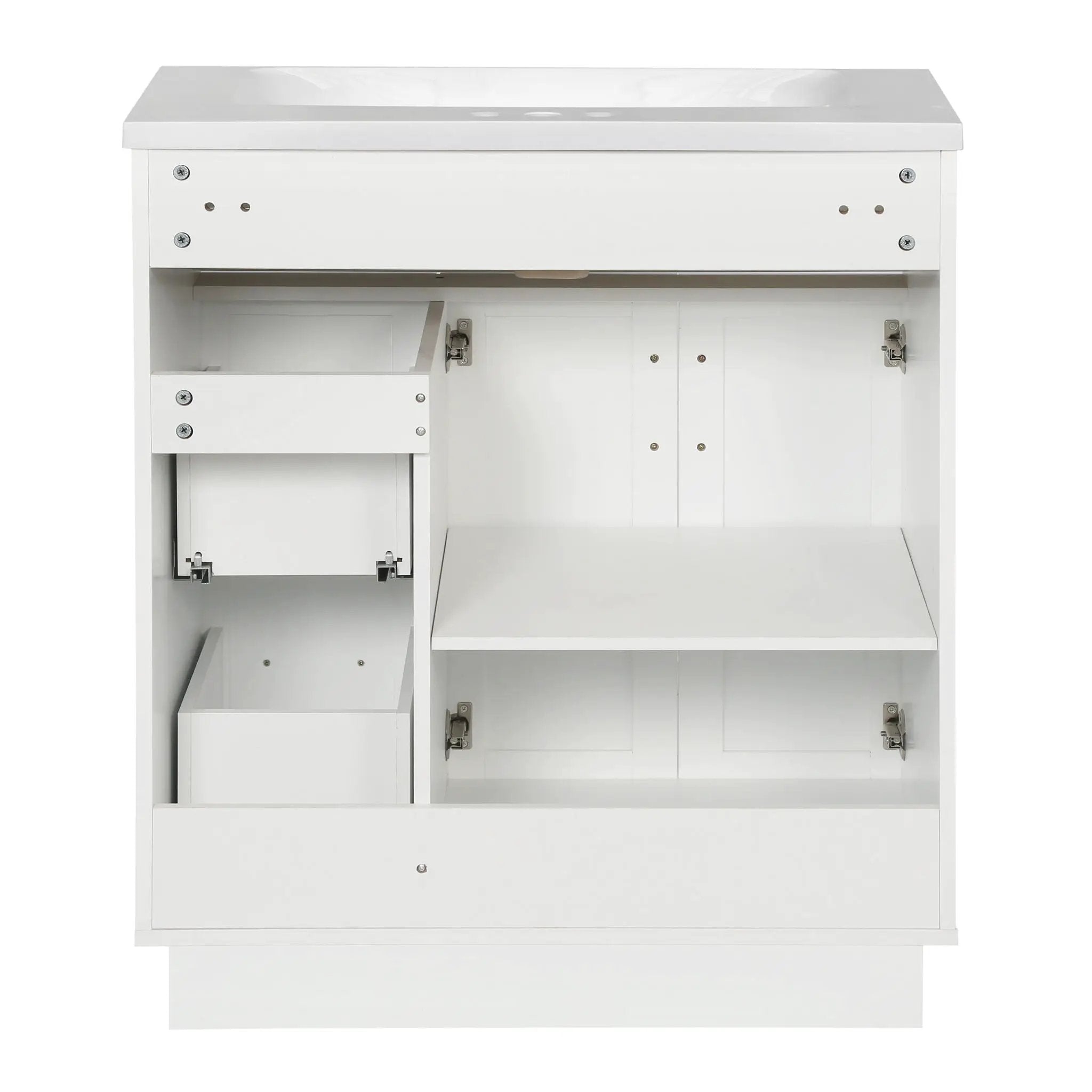 Bathroom Vanity With 2 Doors, 2 Drawers, Adjustable Shelf, Hidden Slides & Soft Close Hinges