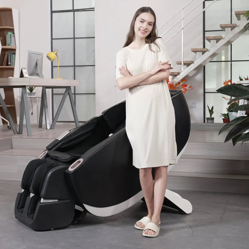 SL Type Pulley Guide, 2D Motor-Massage Manipulator-Space Saver Design, Track Sliding Zero Gravity Multifunction Massage Chair - Black by HouseOfZazla
