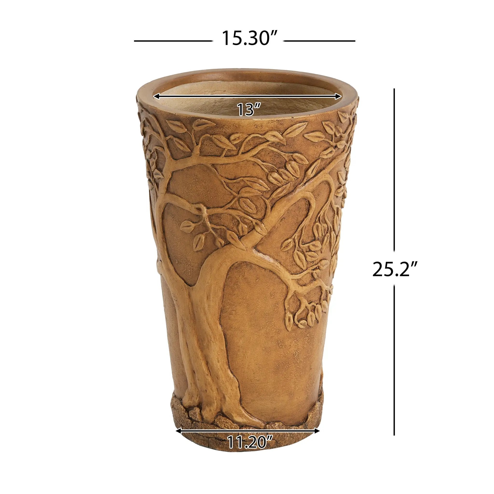 Tall Antique Bronze Tree-Embossed MGO Planter by HouseOfZazla