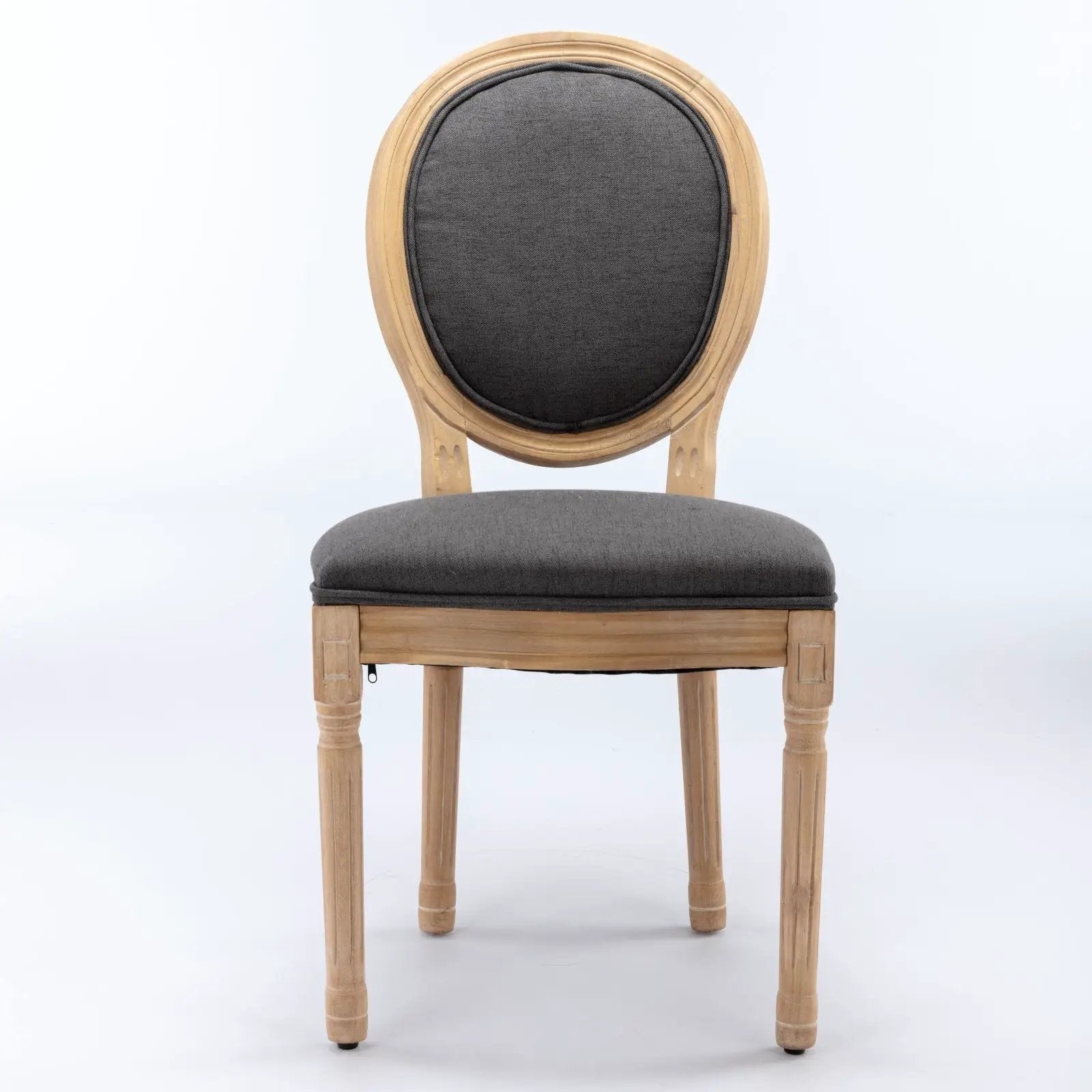 French Style Solid Wood Frame Antique Painting Fabric Back Dining Chair (Set of 2) by Unique Piece Furniture