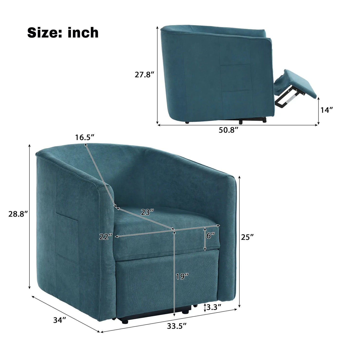 Power Lift Recliner Barrel Shape Reclining Chair With Footrest And Side Pocket by HouseOfZazla
