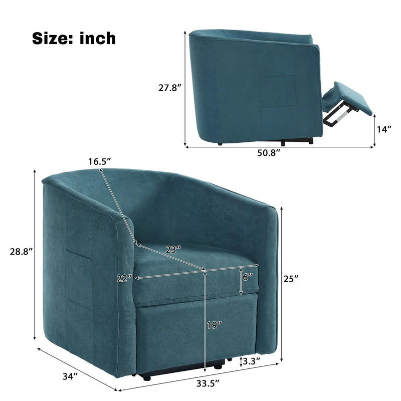 Power Lift Recliner Barrel Shape Reclining Chair With Footrest And Side Pocket by Unique Piece Furniture