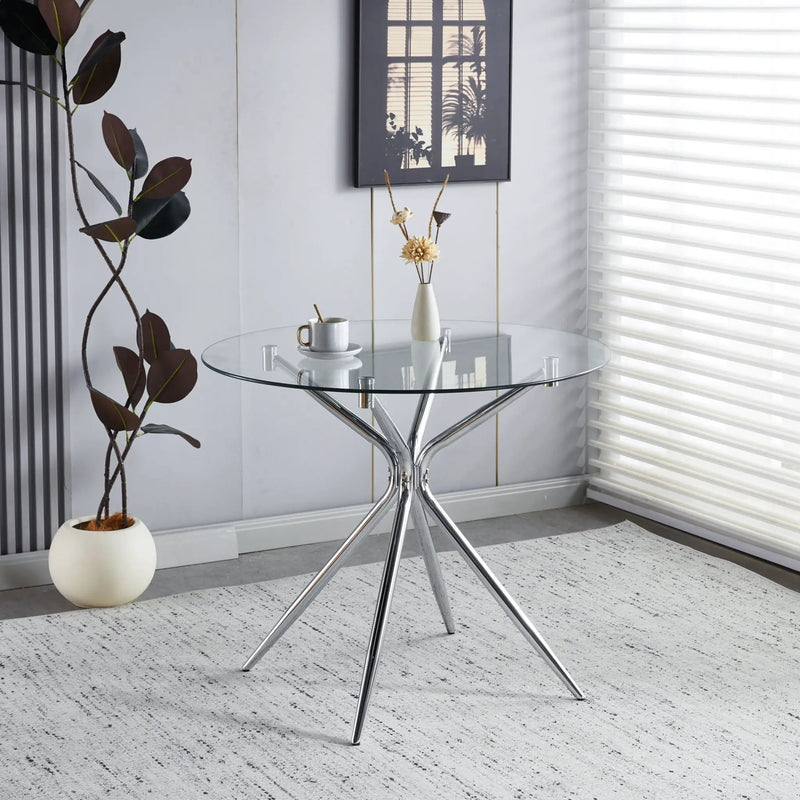 Compact Dining Table With Glass Top by Unique Piece Furniture