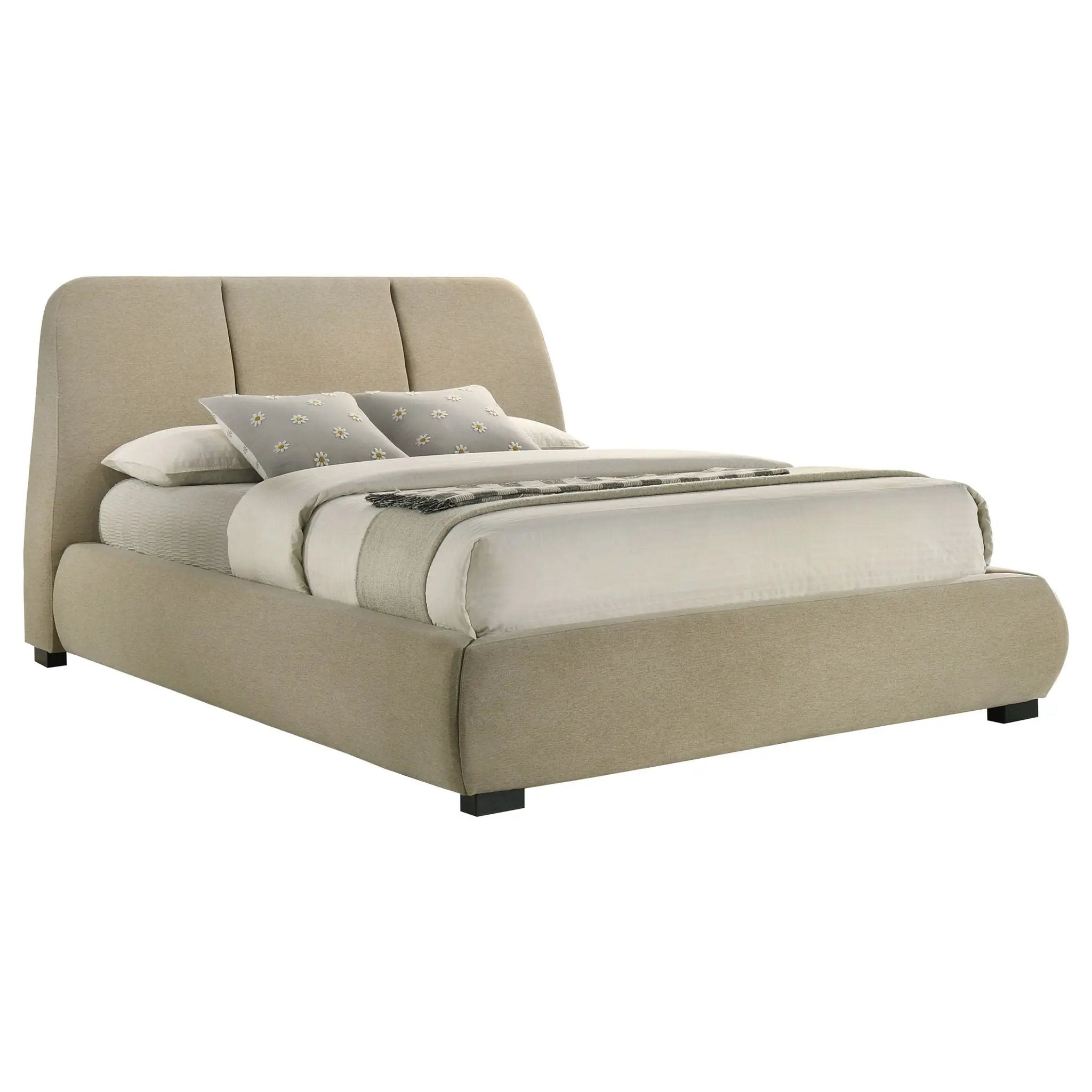 Mokena 46-inch Upholstered Queen Platform Bed Brown by Unique Piece Furniture