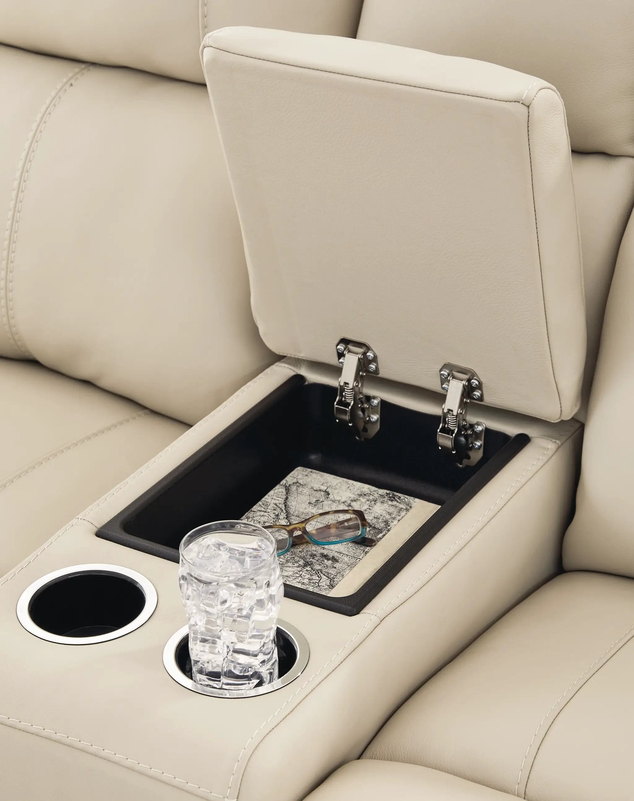 Dahlmoore - Dbl Power Reclining Loveseat With Console - Almond by Unique Piece Furniture