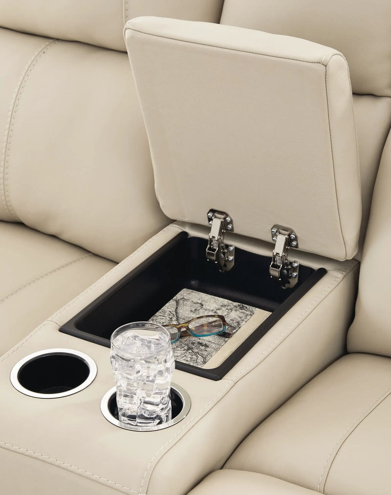 Dahlmoore - Dbl Power Reclining Loveseat With Console - Almond by Unique Piece Furniture