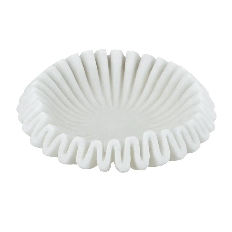 D9.5x2.5' Wavy Sand and Resin Bowl with Textured White Finish by HouseOfZazla