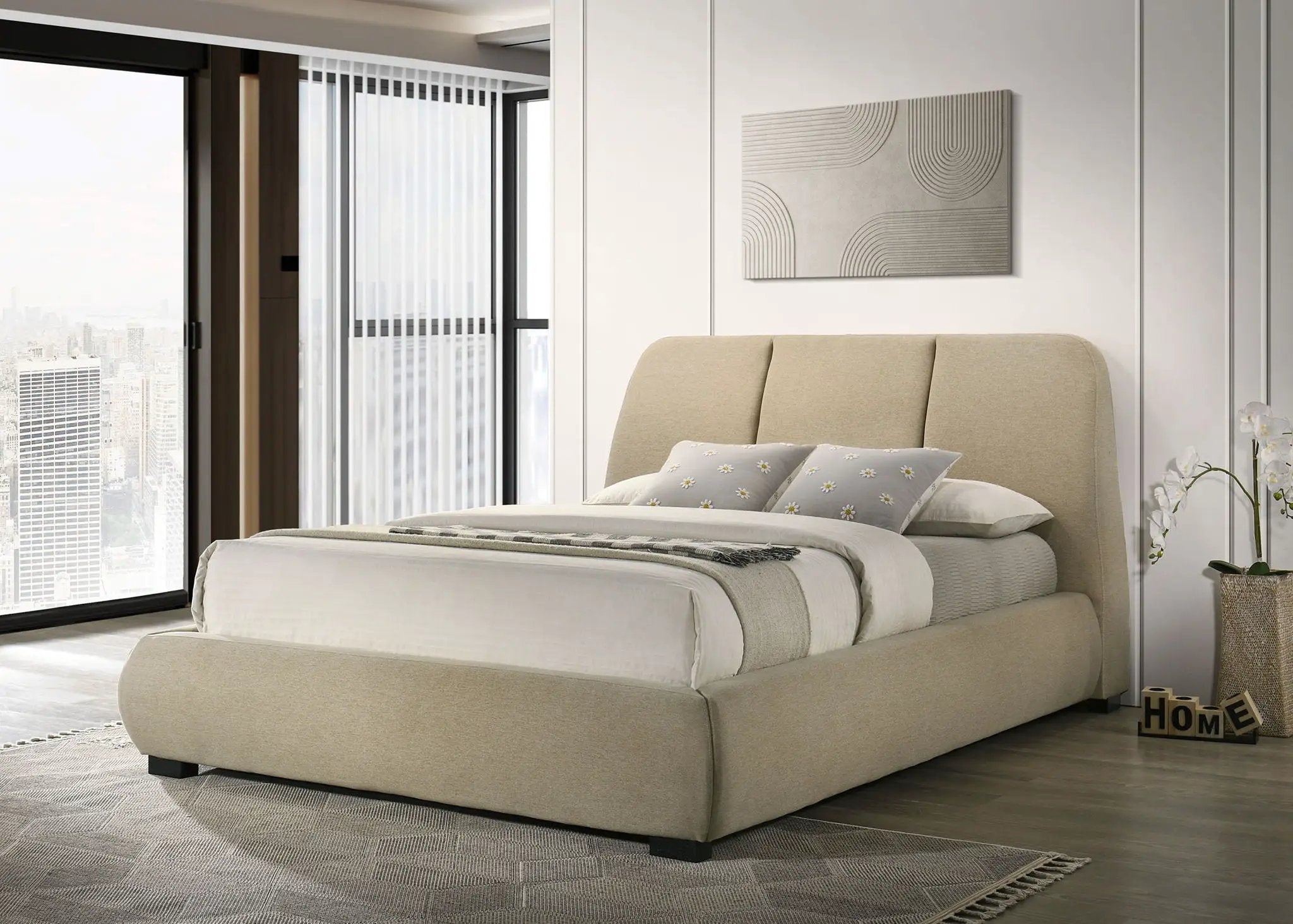 Mokena 46-inch Upholstered Queen Platform Bed Brown by Unique Piece Furniture
