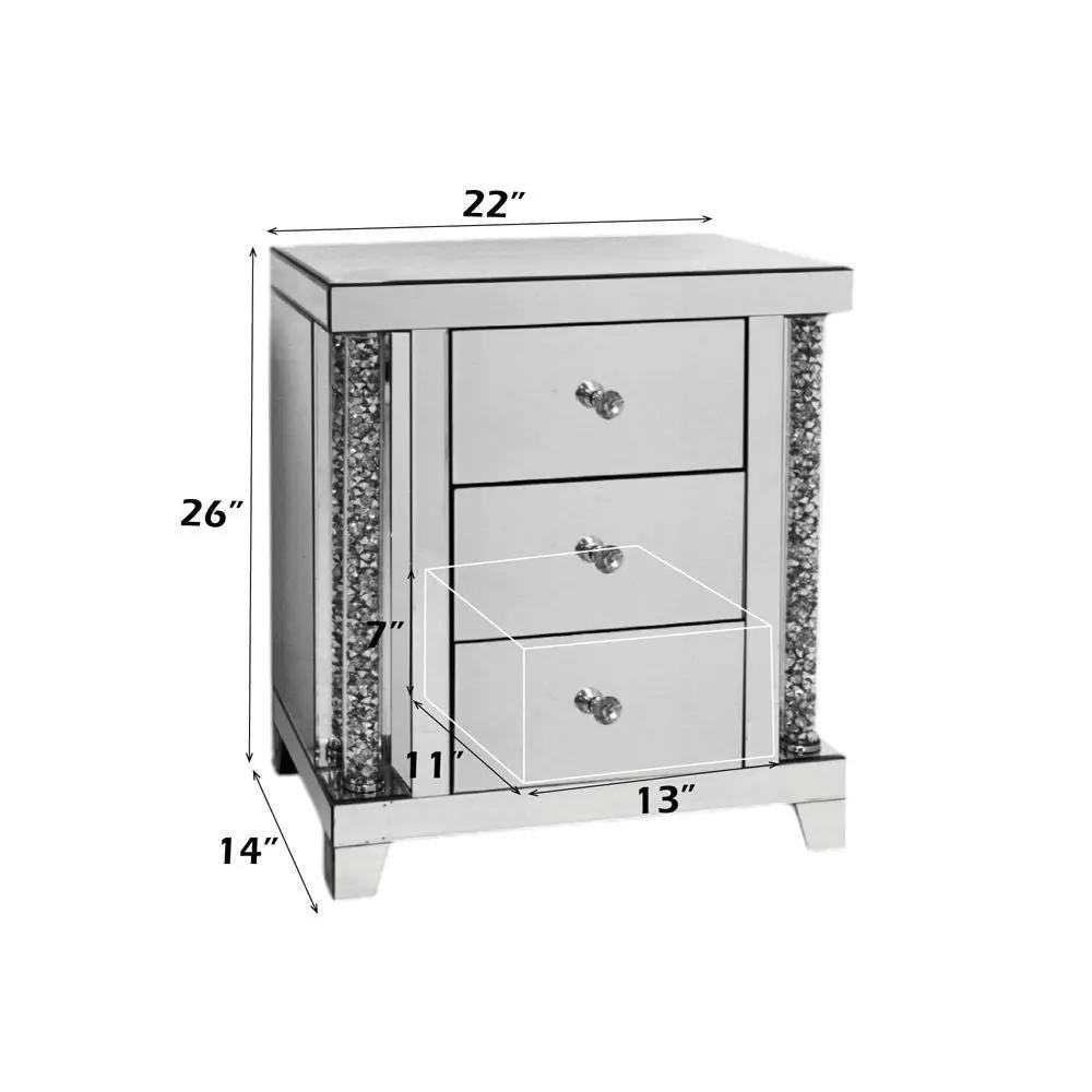 Noralie - 22" X 14" Accent Table - Mirrored & Faux Diamonds by Unique Piece Furniture