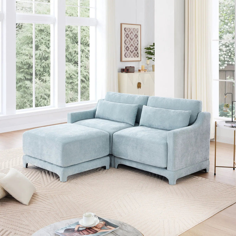 Stylish Sofa With Ottoman And Lumbar Pillows, Ergonomic Design by HouseOfZazla