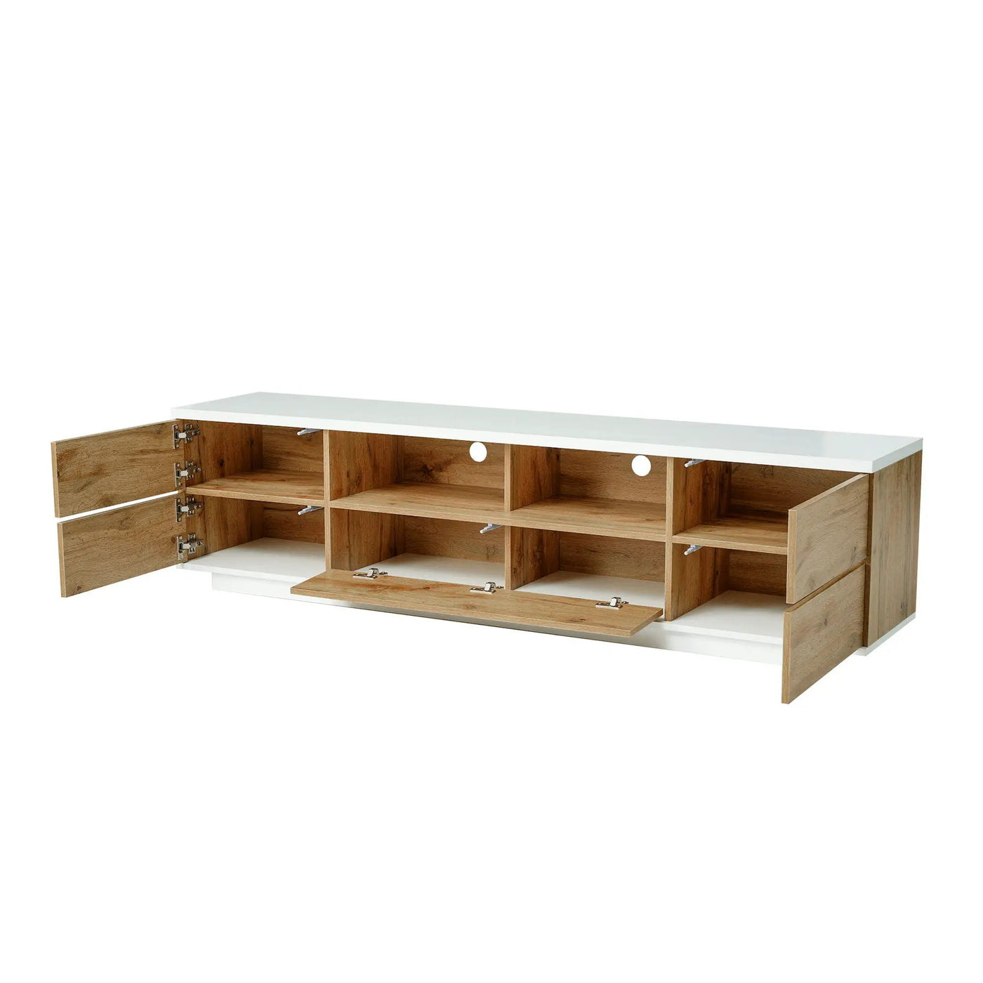TV Stand Entertainment Center with Deep Drawers, Cable Management & Soft Closing Hinges by HouseOfZazla