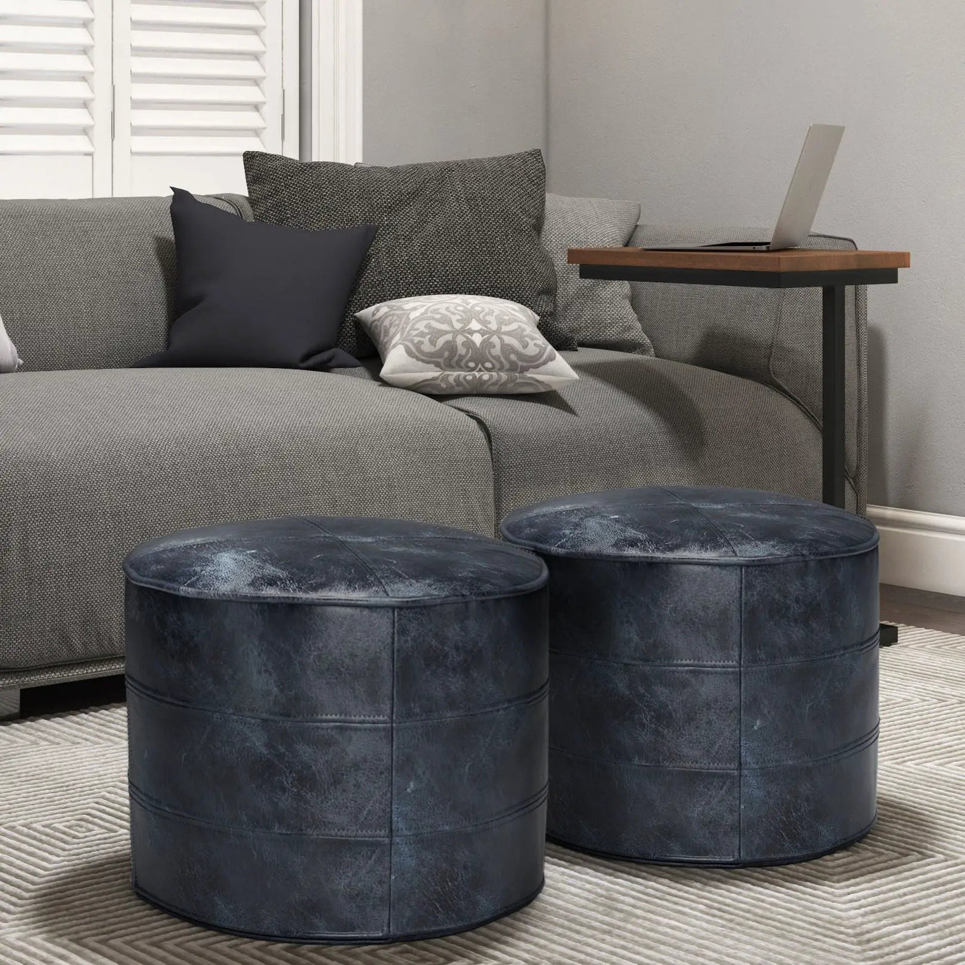 Connor - Handcrafted Round Pouf by HouseOfZazla