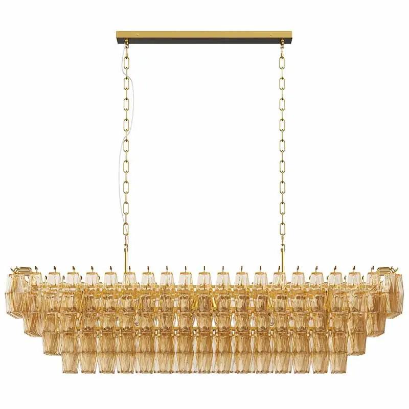 Modern Chandeliers for Dining Room, 54" Large Rectangle Gold Kitchen Chandelier Over Table by HouseOfZazla