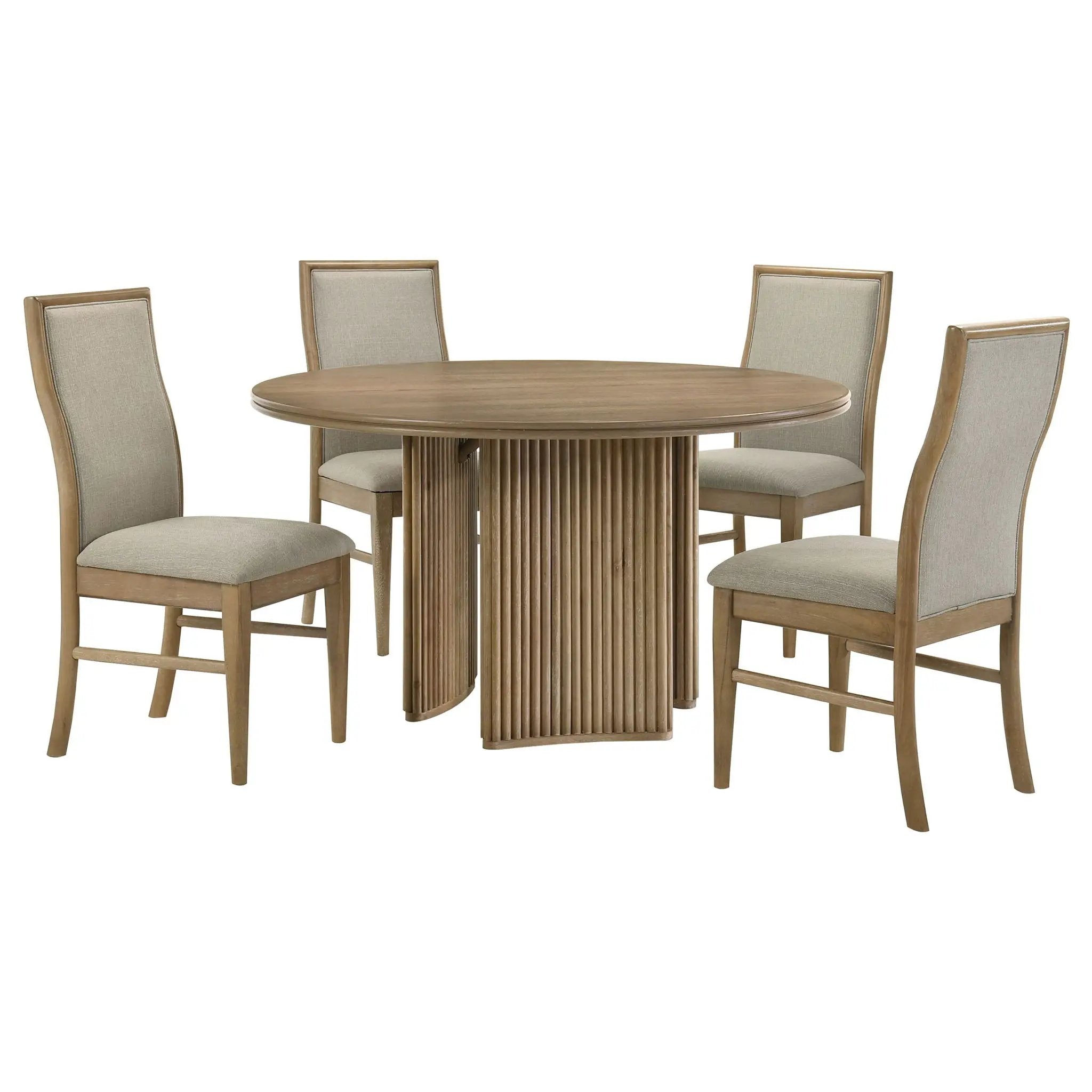 Adina 5-piece Round Dining Table Set Distressed Light Brown by Unique Piece Furniture