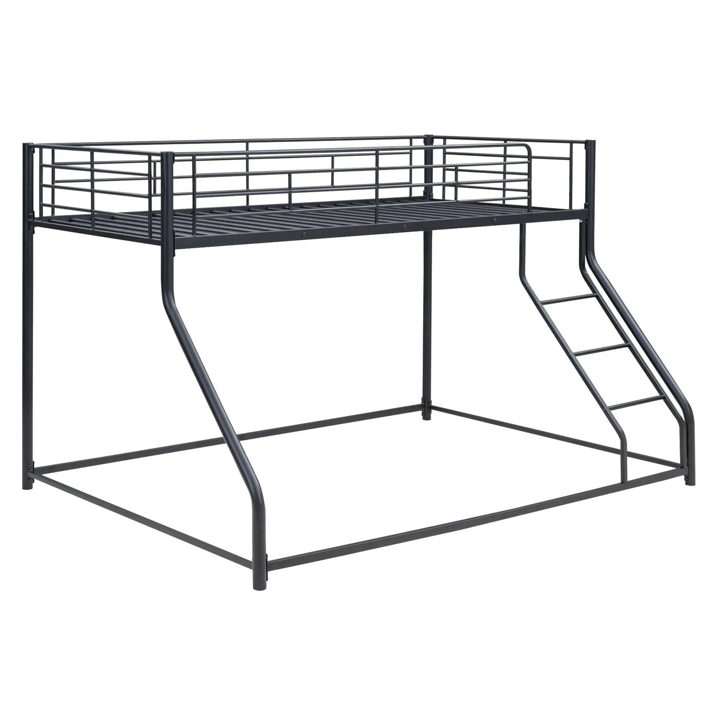 Metal Floor Bunk Bed With Sloped Ladder, Space Saving Design by HouseOfZazla