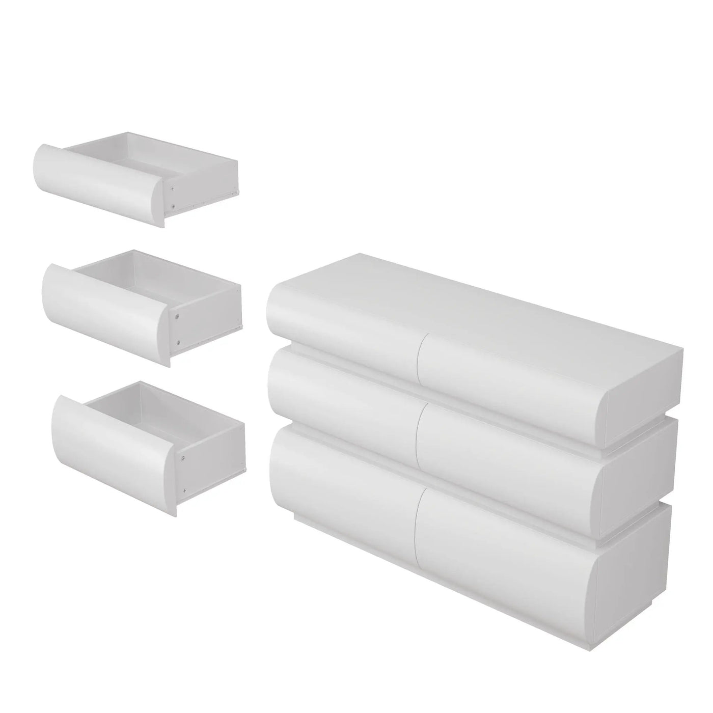 Minimalist Modern 6 Drawer Dresser, Handle Free Design With Wide Storage by HouseOfZazla