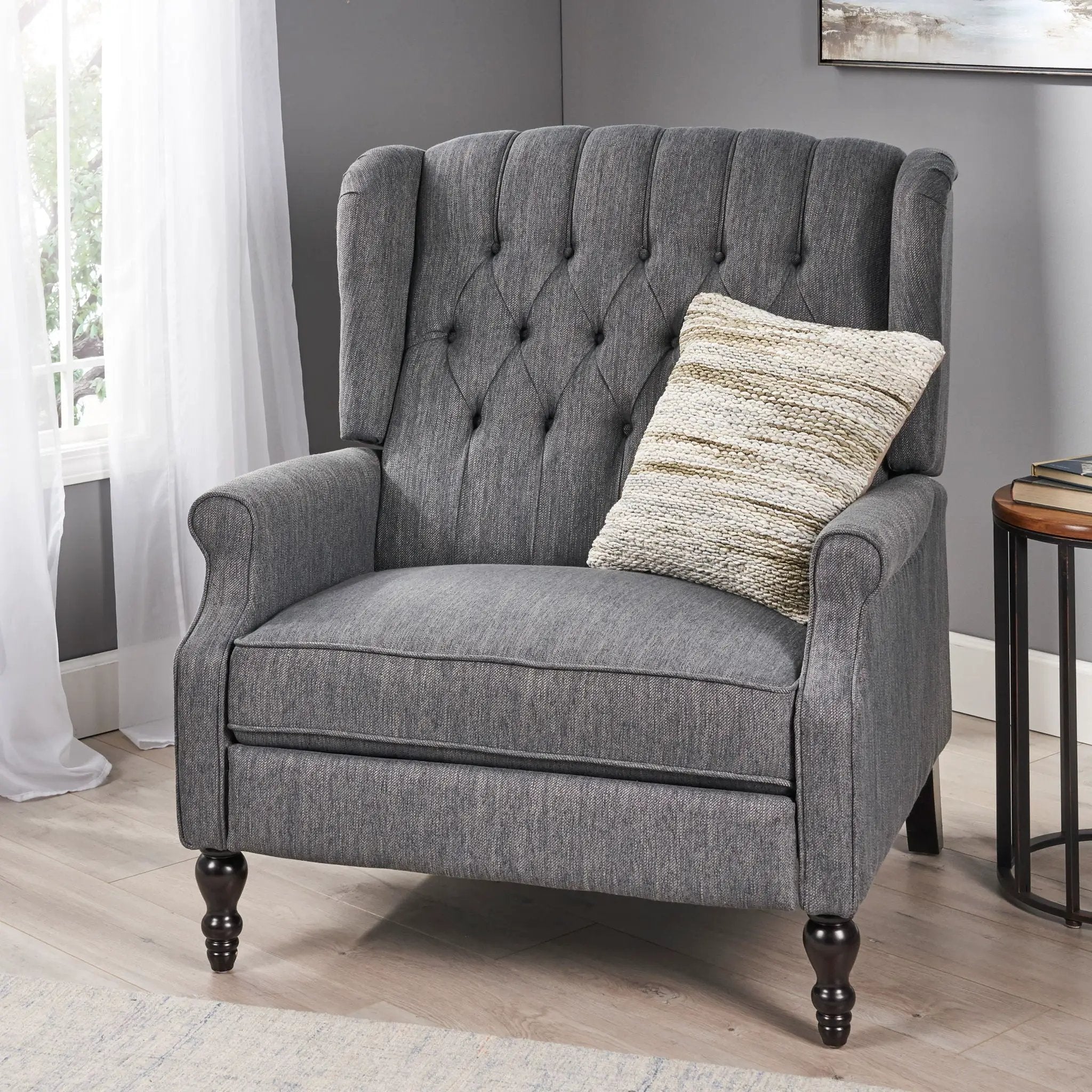 Dunham Contemporary Fabric Tufted Oversized Pushback Recliner by HouseOfZazla