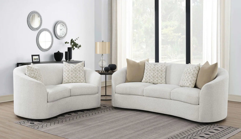 Rainn 2-piece Boucle Upholstered Sloped Arm Sofa Set Latte by Unique Piece Furniture