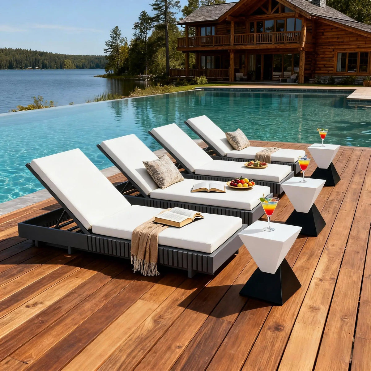 Dark Acacia Wood Chaise Lounge by HouseOfZazla