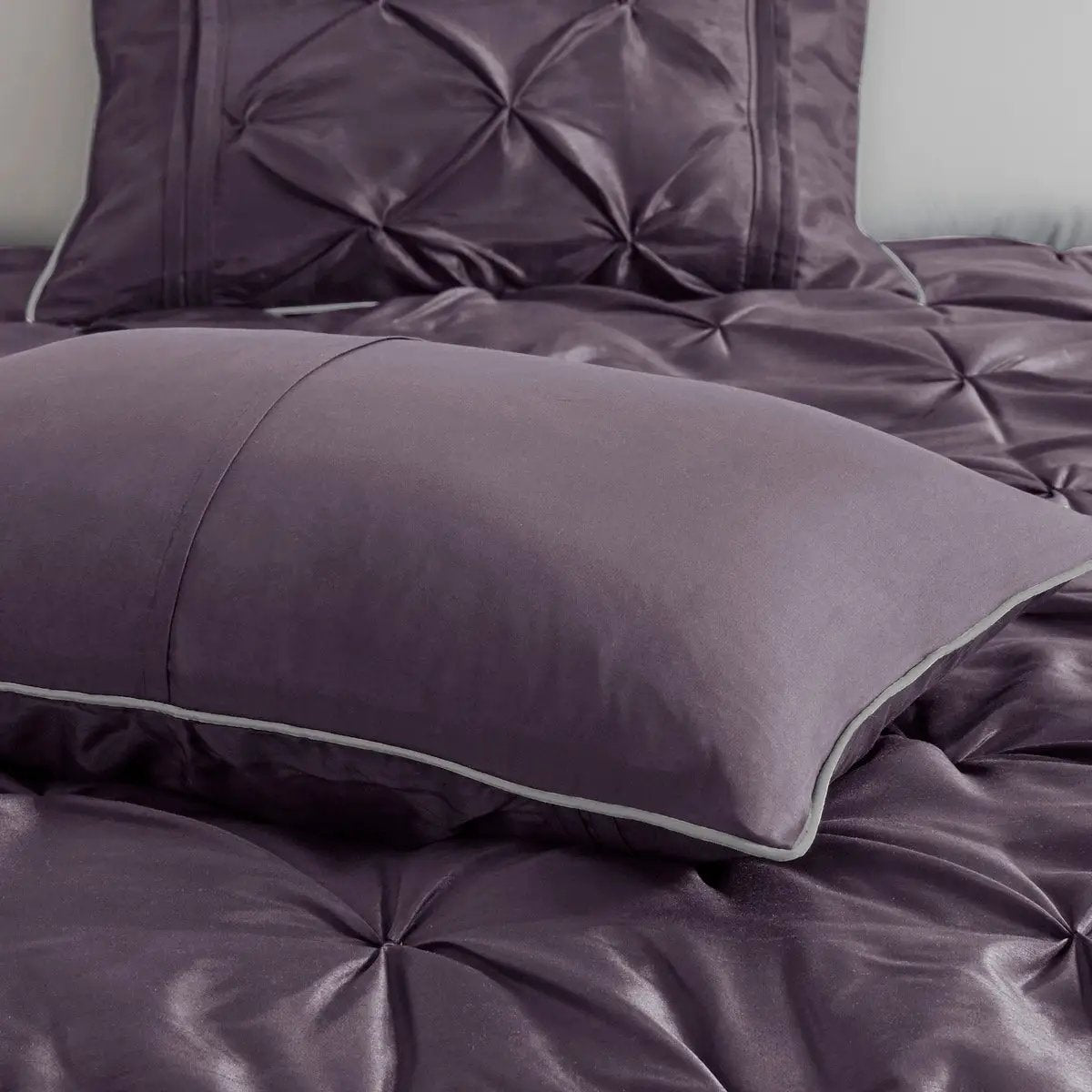 7 Piece Tufted Comforter Set Plum Queen by HouseOfZazla