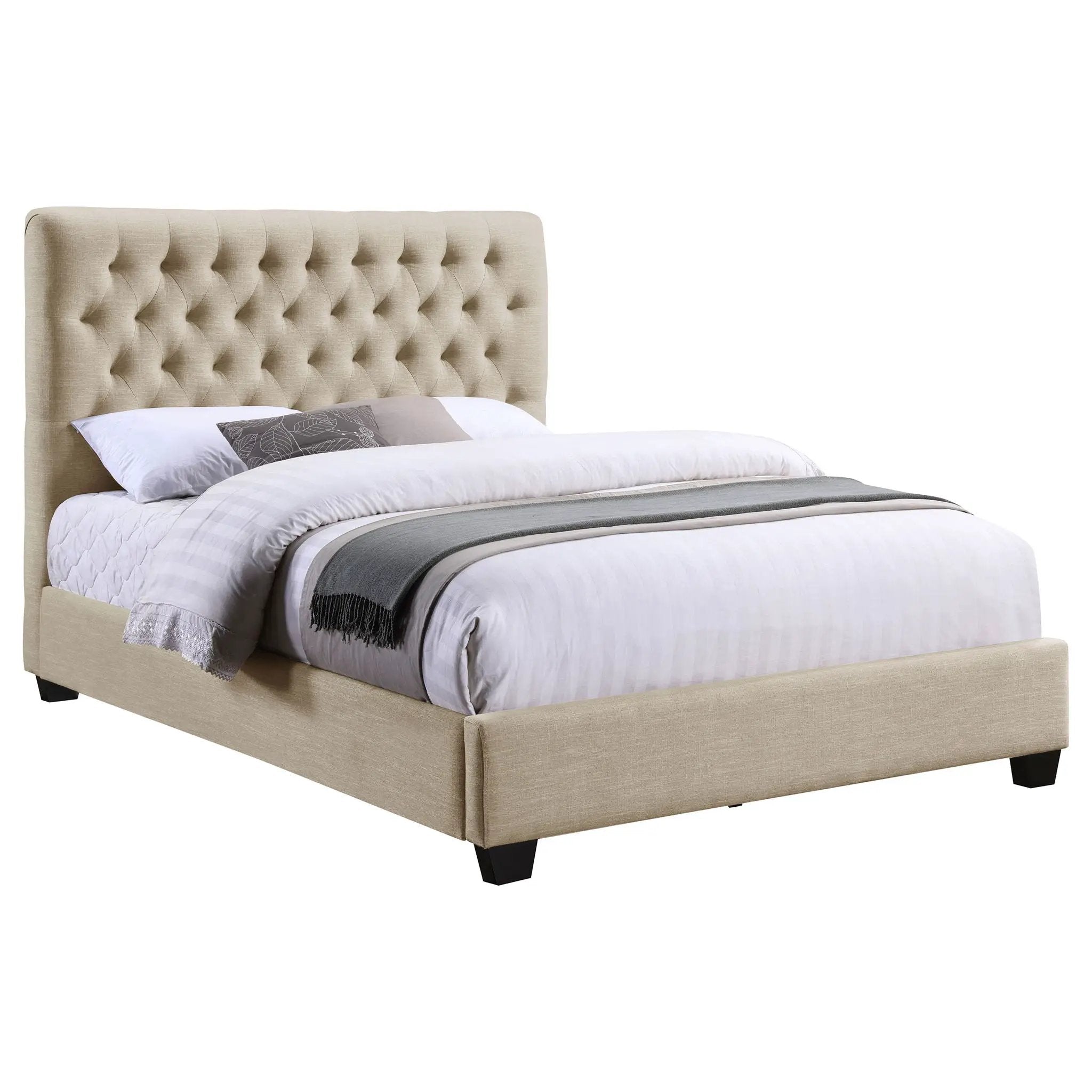 Chloe Upholstered Queen Panel Bed Oatmeal by Unique Piece Furniture
