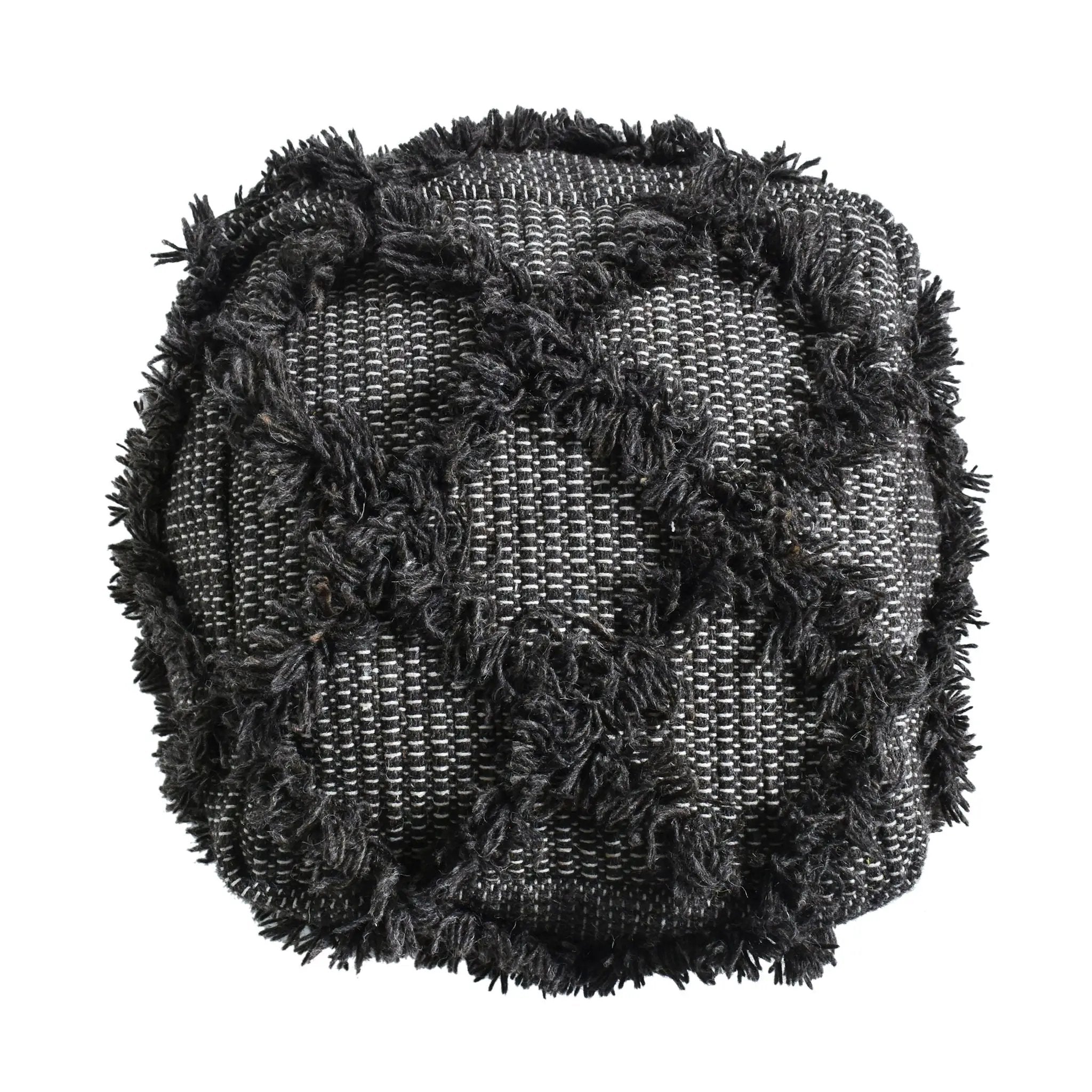 Jumanji - Handcrafted Wool And Cotton Pouf - Brown by Unique Piece Furniture