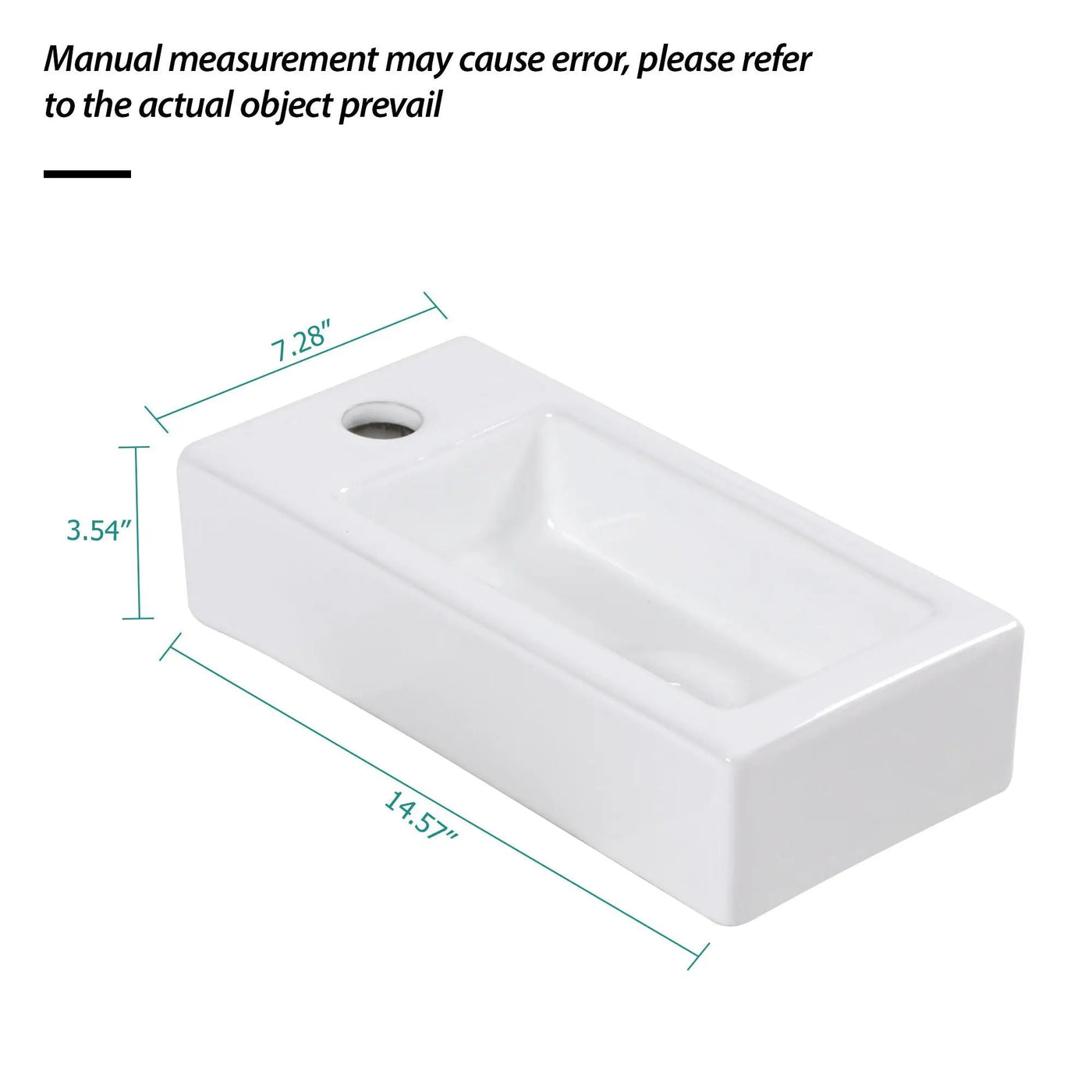 Modern Ceramic Rectangle Wall Mount Bathroom Sink With Single Faucet Hole by HouseOfZazla