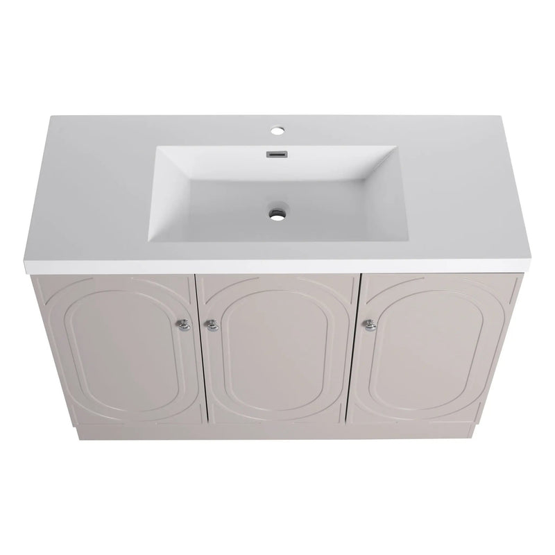 Contemporary Freestanding Bathroom Vanity With Resin Sink & Soft-Close Cabinet Doors by HouseOfZazla
