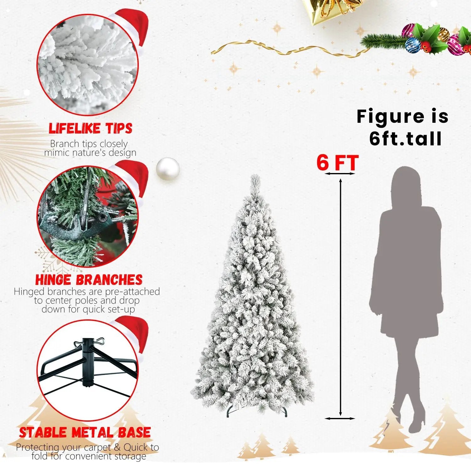 4FT Flocked Christmas Tree with 350 Tips by HouseOfZazla