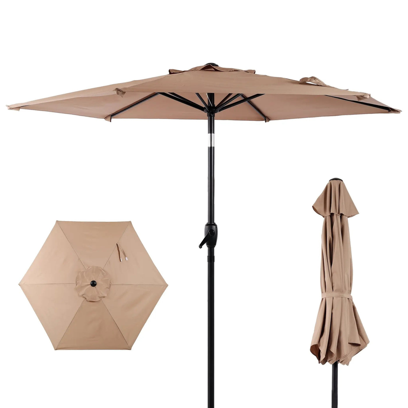 10FT Patio Umbrella with Push Button Tilt and Crank Mechanism by HouseOfZazla