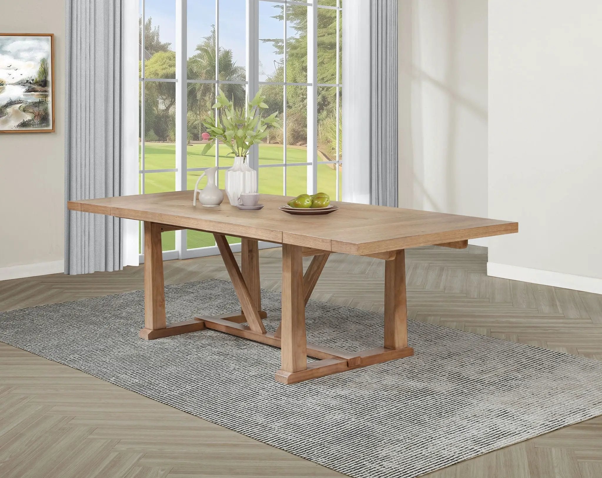 Middleton 106-inch Extension Leaf Dining Table Natural Brown by Unique Piece Furniture