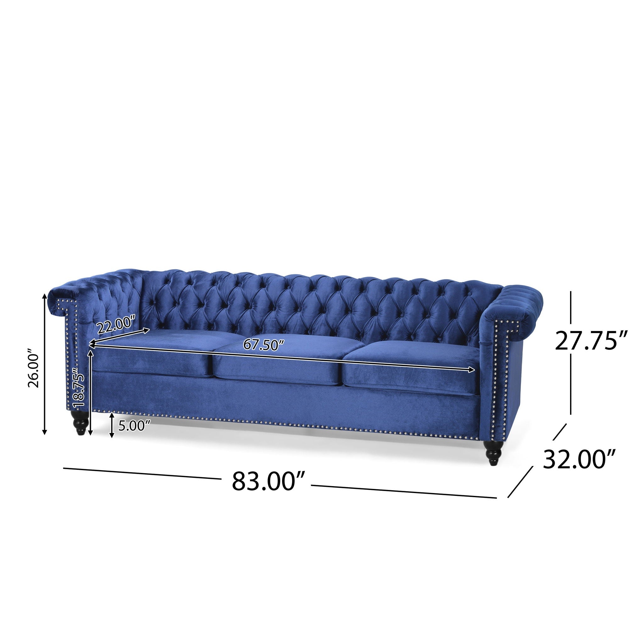 Chesterfield Style 3 Seater Sofa With Deep Button Tufting by HouseOfZazla