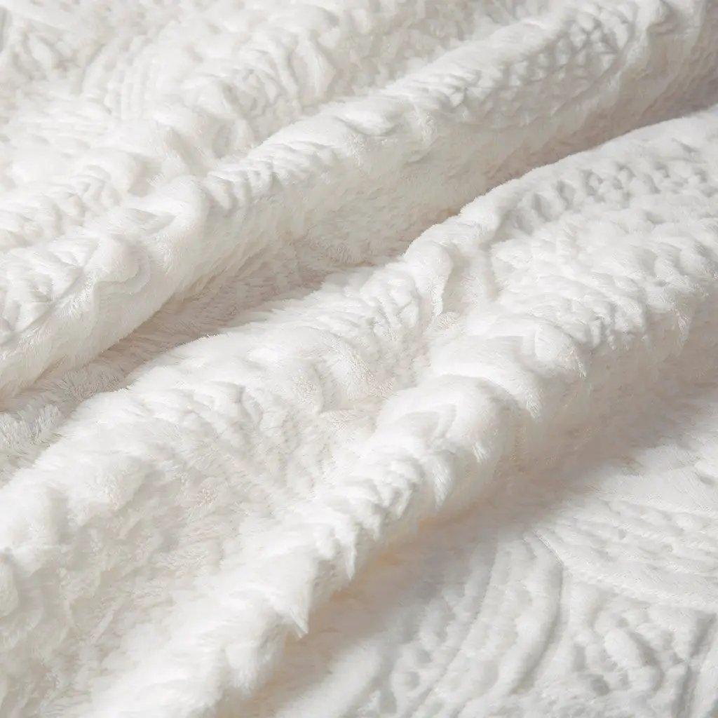 King/Cal King Embroidered Medallion Faux Fur Comforter Mini Set by HouseOfZazla