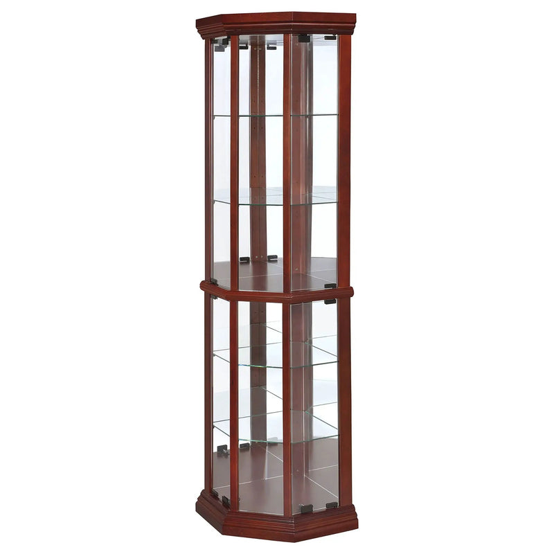 Appledale 6-shelf Corner Curio Display Cabinet Medium Brown by Unique Piece Furniture