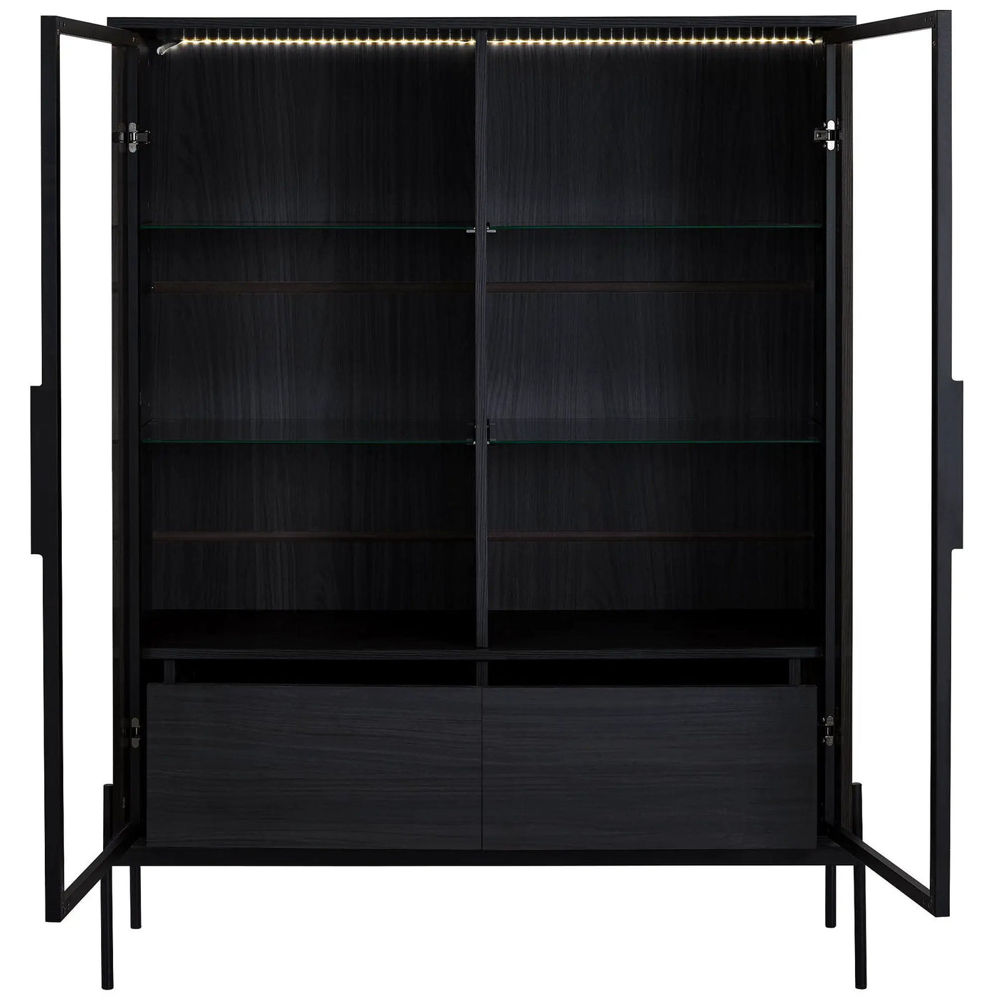 Modern Minimalist Style LED Curio Cabinet With Tempered Glass Door, Metal Legs by HouseOfZazla
