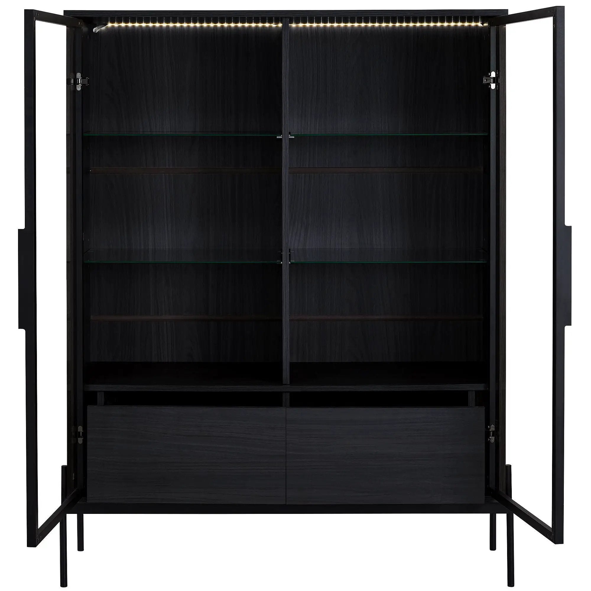Modern Minimalist Style LED Curio Cabinet With Tempered Glass Door, Metal Legs by HouseOfZazla