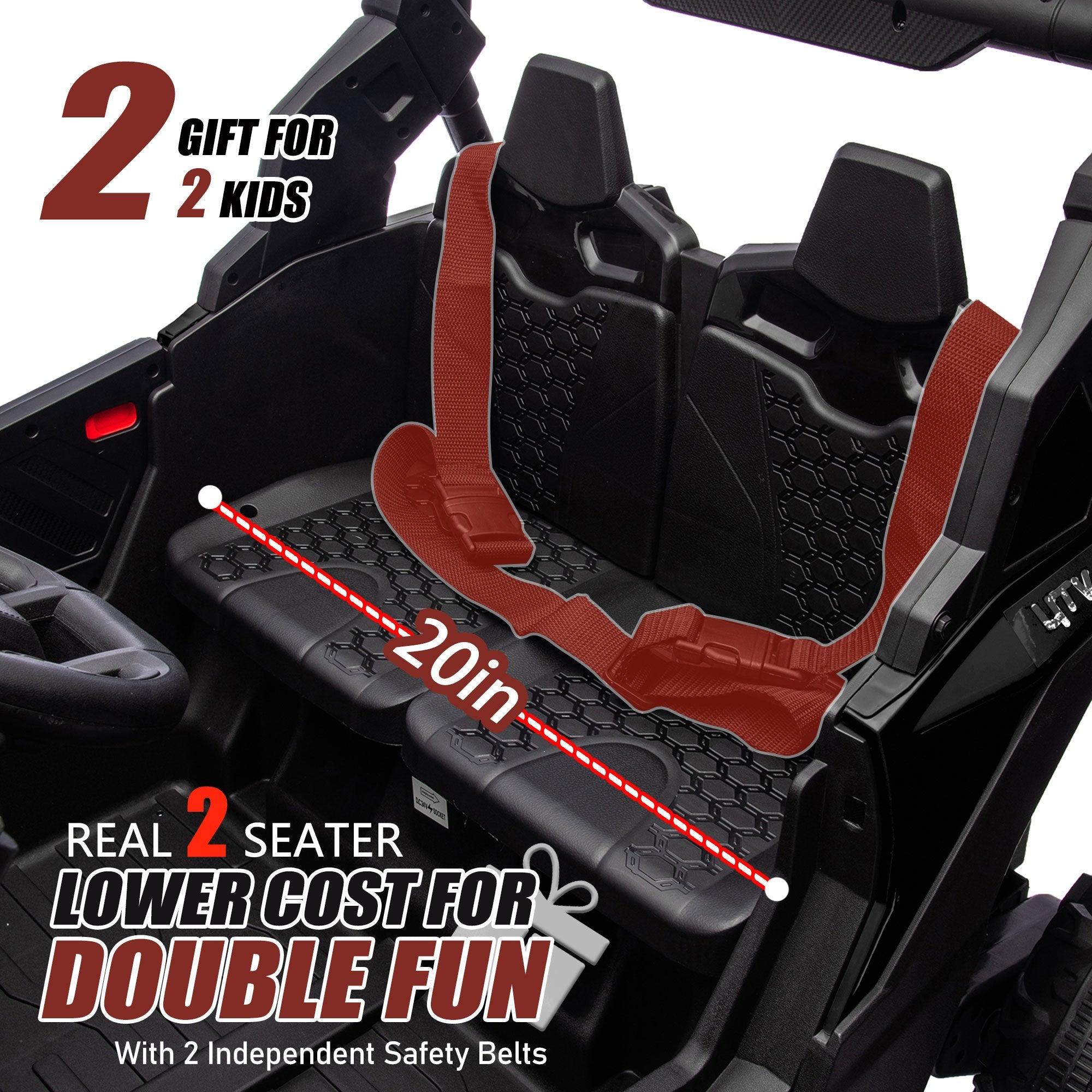 24V Two-Seater Kids Ride-On UTV with Parental Remote Control by HouseOfZazla
