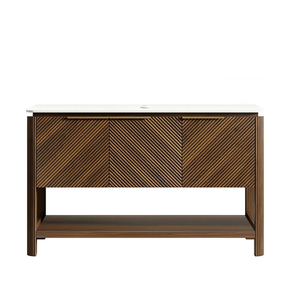 Indigo 48'' Freestanding Cabinet with 3 Doors & Open Shelf, Carrara